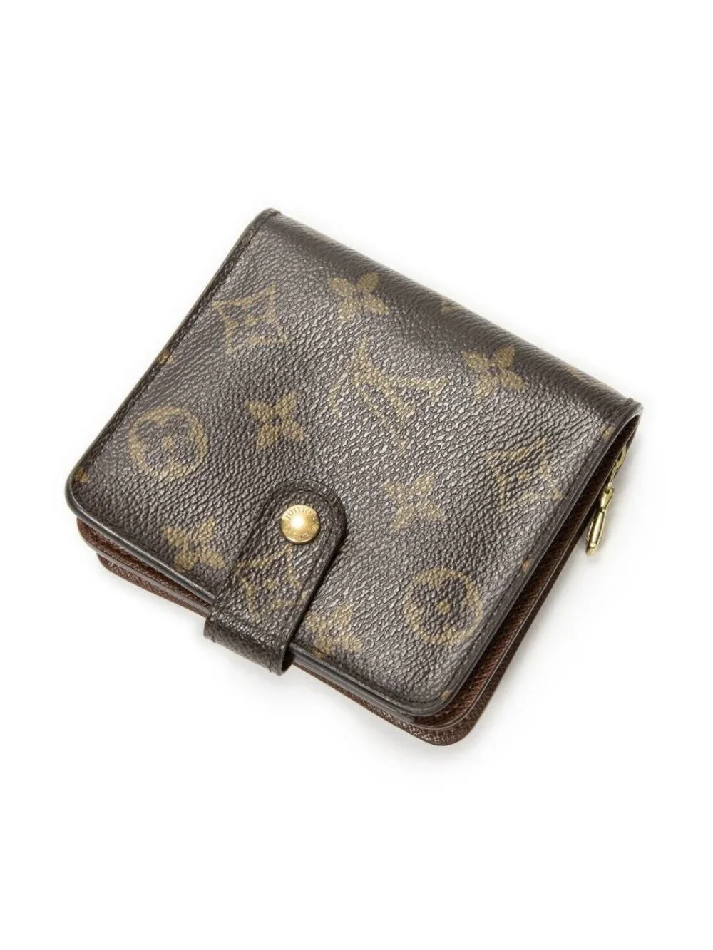 Louis Vuitton Compact Zip Bifold Wallet Brown Monogram Canvas